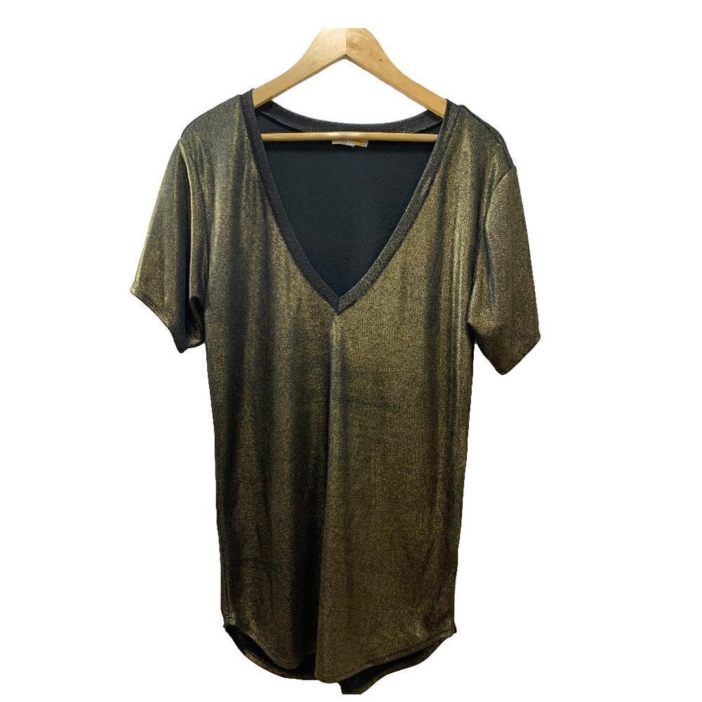 C&C California Black Gold Metallic Tunic Shirt M